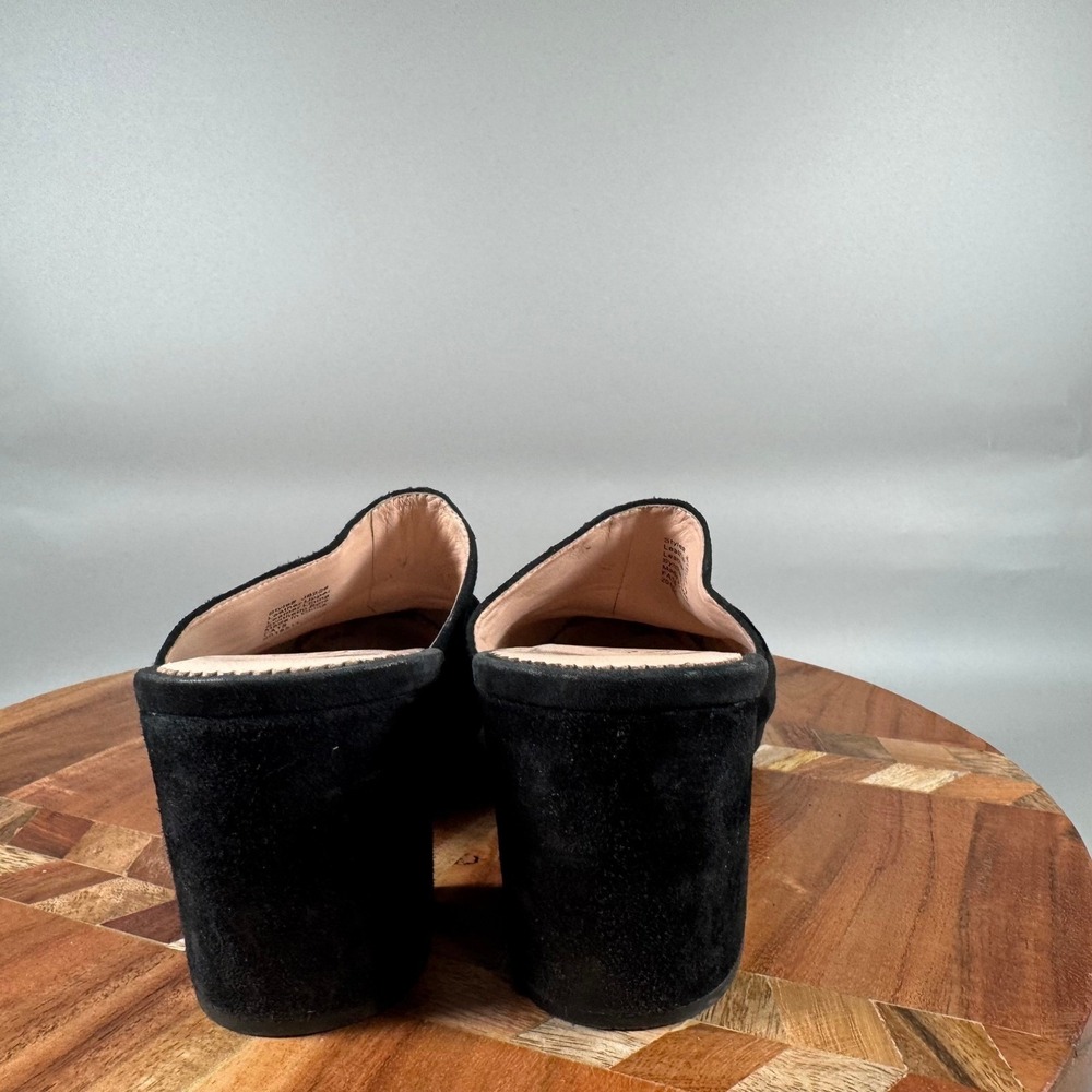 J.Crew Womens Black Suede Block Heel Mules Round Toe Slip On Shoes Size 8 J8524 - Picture 4 of 7